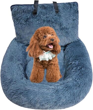 Автокрісло для собак, лежанка для собак у машину, м'яке автокрісло для собак з ременем безпеки, переноска для тварин, авто лежанка для собак, автокрісло для маленьких, середніх та великих собак, сірий колір, розмір M