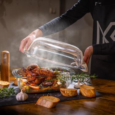 Форма для запікання KADAX 7л зі склокераміки - прямокутна, для лазаньї, овочевих запіканок, м'ясних страв, жароміцна, придатна для миття в посудомийній машині, прозора