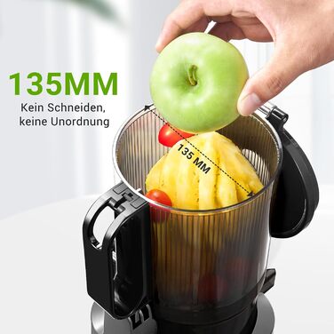AMZCHEF 250W Automatic All-in-One Juicer, 135MM Opening and 1.8L Juicer for Vegetables and Fruits, Slow Juicer Winner with Triple Filter - Grey