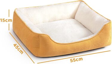 Килимок для котів та собак Hollypet, м'яке ліжко для тварин, 55x45x15 см, жовтий