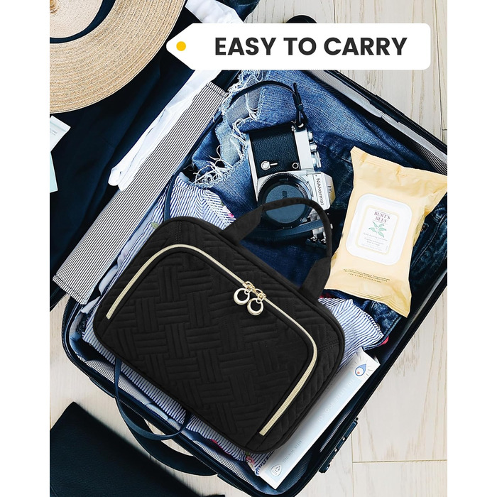 Сумка для косметики OVEVOOK чорна з відділенням для прикрас (M-Update) - водонепроникна, з гачками