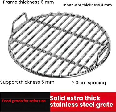 Решітка для гриля з нержавіючої сталі, кругла, різні розміри, для барбекю, кемпінгу, саду, рівномірний нагрів (Ø33см)