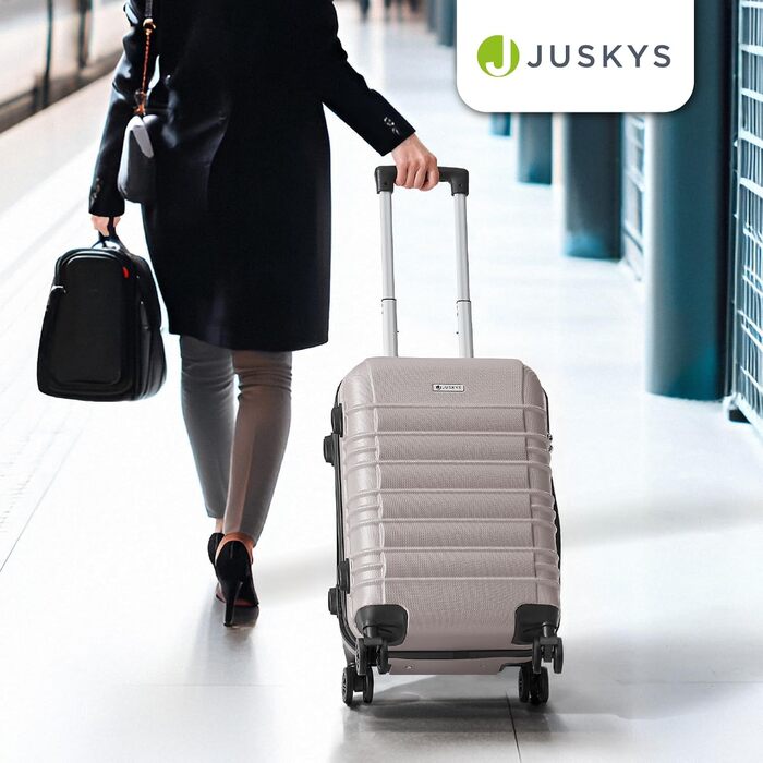 Набір валіз Juskys Hartschale 4 шт. з кодовим замком, тихі колеса 360°, телескопічна ручка, легкі - валізи в кольорі шампань