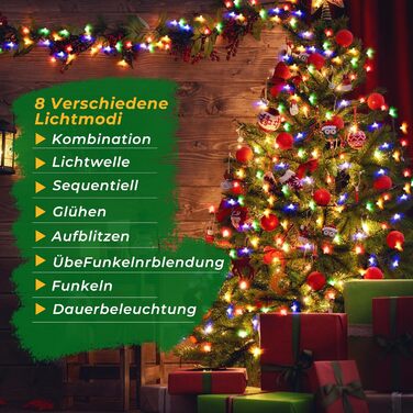 LED гірлянда для декорування приміщень та вулиці, 100 м, 800 LED, 8 режимів, таймер, пам'ять, тепле світло. Підходить для ялинки, вечірки, весілля, саду, балкону.