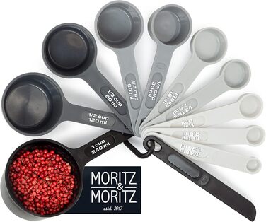 Набір мірних ложок Moritz & Moritz 11-TLG (1/4 ч.л. - 1 склянка), чорний - для приготування та випікання з дітьми