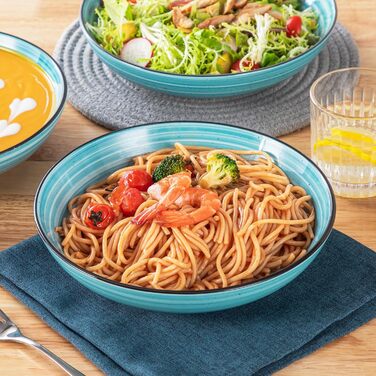 Набір тарілок для супу Vancasso Bonbon, 6 шт, 1500 мл, кераміка, блакитні