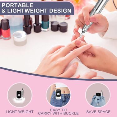 Електрична фрезер для нігтів 12в1 з кейсом, 40000 об/хв - професійний набір для манікюру та педикюру, для гелю та акрилу (білий)