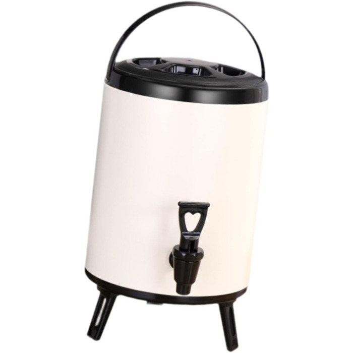 F Fityle Hot/Cold Beverage Dispenser, Tea Barrel with Tap, Water-Insulated Drink Dispenser, Drink Container for Camping/Kindergarten, 6L White