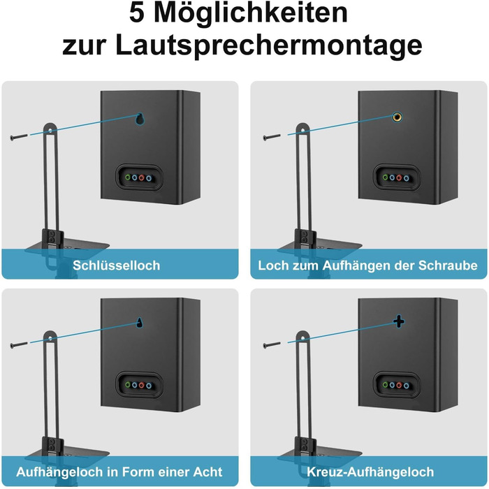 Підставка для колонок 2 шт. - Регульована висота, поворот 360°, стабільний підставник, універсальна сумісність, чорний колір, ідеально для домашнього кінотеатру, студії та вітальні