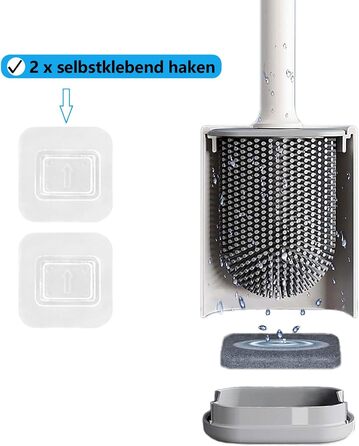 Силіконова щітка для унітазу Klobürste з кріпленням на стіну без свердління, швидковисихаючий тримач, набір (білий)