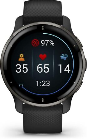 Розумний годинник Garmin Venu 2 Plus: GPS, фітнес, AMOLED-дисплей, 25+ видів спорту, Music Pay (Чорний/Шкіряний)