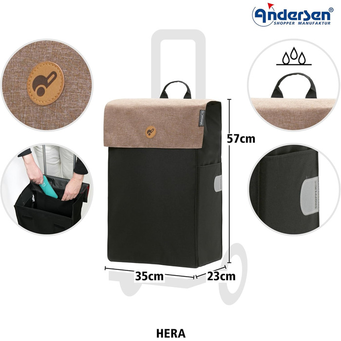 Сумка-візок для покупок з функцією підйому сходами ANDERSEN Scala Shopper Hera (Пісочний)