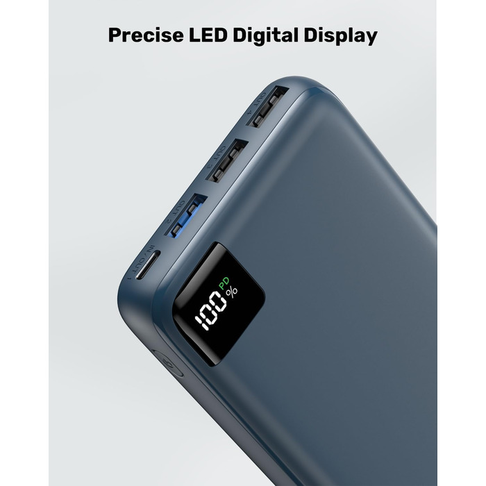 Power Bank SOARAISE 27000mAh з LED-дисплеєм: зарядний акумулятор для телефону та планшета (блакитний)