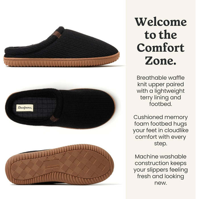 Чоловічі домашні капці-клоги Dearfoams Case Casual, чорні (42/43 EU)