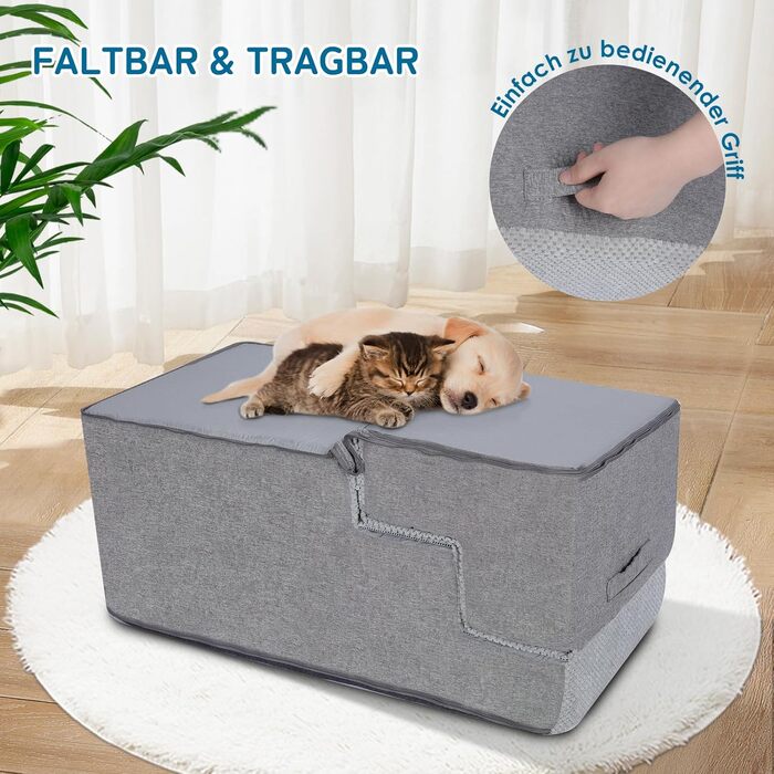 Myiosus Dog Stairs for Small Dogs, 2 Steps Pet Stairs, Waterproof Dog Steps made of Sponge, Non-Slip Dog Ramp for Sofa Bed, Dog Stairs with Washable Cover, Portable Cat Stairs (Removable 5-Step Dog Stairs, Grey)
