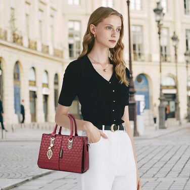 Стильна жіноча сумка-шопер Elegante Einfach середнього розміру з ручками та ланцюжком, захист від крадіжки, червона PU шкіра, для подорожей, роботи, вечірок