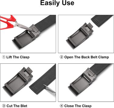 Чоловічий шкіряний ремінь SENDEFN з автоматичною пряжкою, ширина 35 мм, регульований розмір 115 см (32-38 дюймів), чорний з фактурною обробкою