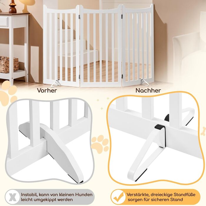 Захисне ґратка для собак Yaheetech, 90.5 x 201.5 см, 4 панелі, білий колір. Ідеально підходить для дому, кухні, проходу, каміну, печі.