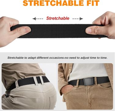 Тактичний чоловічий пояс BESTKEE, 3.8 см, регульований нейлоновий пояс з металевою пряжкою, чорний, розмір M (91-105 см)