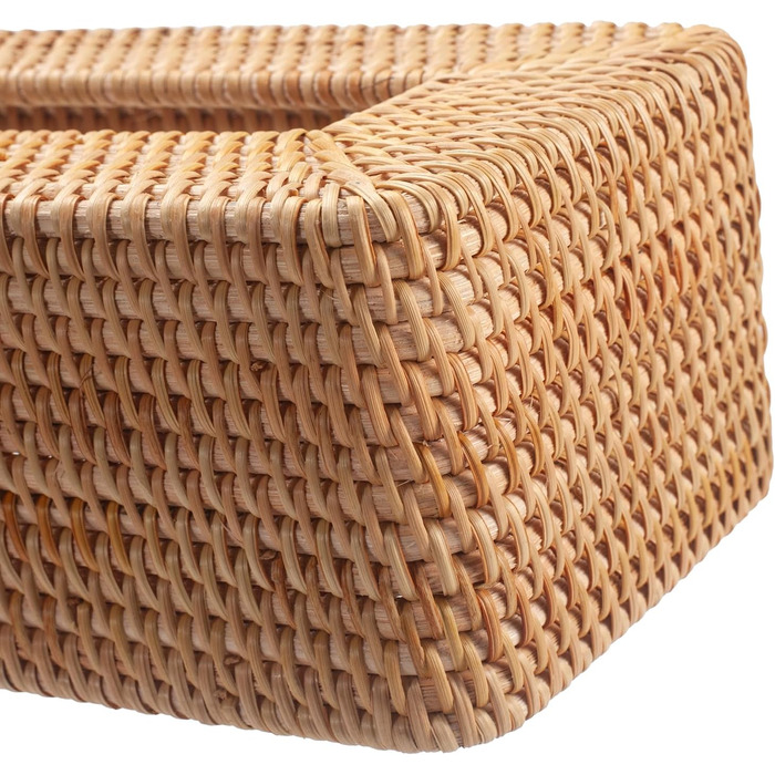 Склянка для рушників з ротангу, плетена коробка для серветок, декоративна для кухні, вітальні, ванної кімнати (натуральний ротанг)