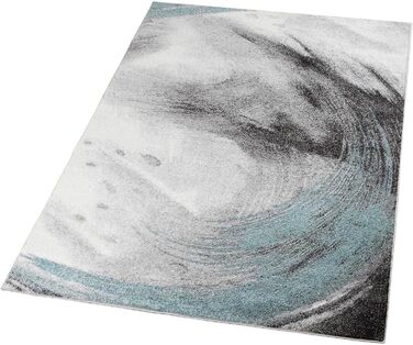 Килим Kurzflor з коротким ворсом для вітальні, спальні та дитячої кімнати. Сучасний дизайнерський килим TC-Fashion 6114 в клітинку сірого кольору (Circle Blau, 160x220 см)