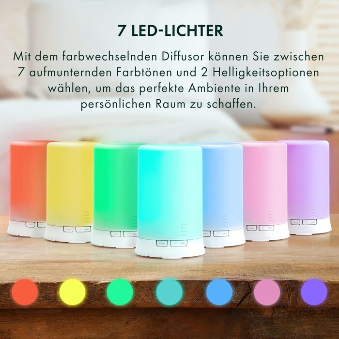 Ультразвуковий аромадифузор The Body Source - зволожувач повітря з 7 кольорами LED-підсвічуванням та таймером. Електрична аромалампа для ефірних олій. Ароматерапія для дому, офісу, спа. Об'єм 100 мл