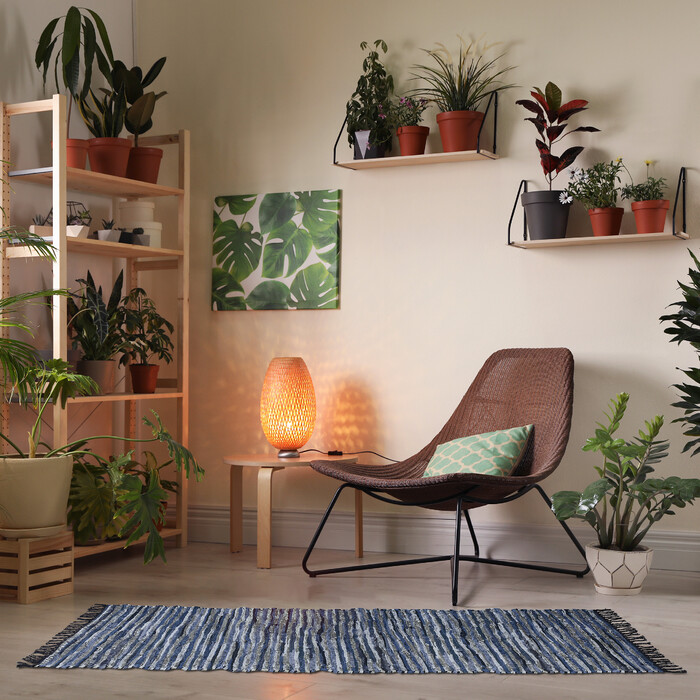 Relaxdays Leather and Cotton Patchwork Rug