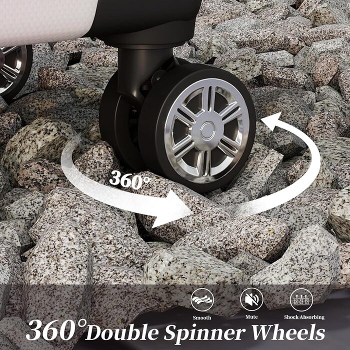 Набір валіз Ystyle Kofferset 5 шт: 12', 18', 20', 24', 28' + косметичка, ABS, 360° колеса, TSA-замок, для подорожей, круїзів, навчання за кордоном, м'ятно-зелений