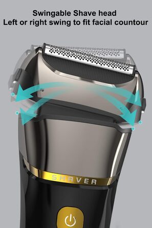 Електричний чоловічий бритва та тример з 3 гнучкими лезами, акумуляторний, бездротовий, з етиуі, для мокрого та сухого гоління, 100 хв роботи, подарунок для чоловіка, зелено-чорний