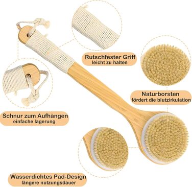 Набір з 2 шт. щітки для спини Brslainn, суха щітка для тіла, душова щітка для пілінгу та видалення омертвілої шкіри