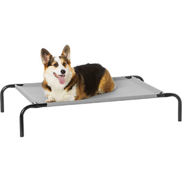 Amazon Basics Elevated Dog Pet Bed, Grey, Size 130 x W 80 x H 19 cm (M)