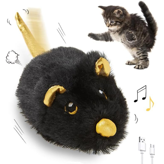Interactive cat toy for indoor cats, rechargeable automatic moving mouse cat toy with squeak sound, smart electric mouse cat toys.