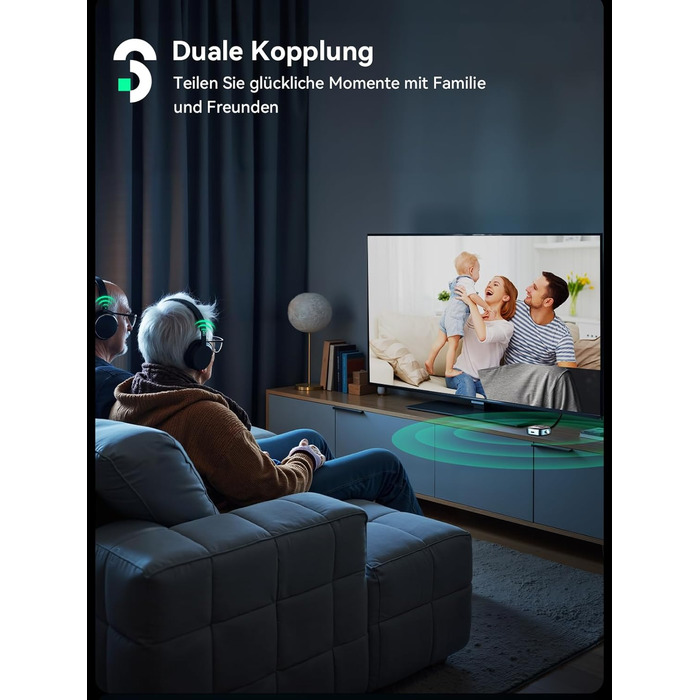 SOOMFON Bluetooth 5.3 Передавач/Приймач 2-в-1: Адаптер для телевізора, фітнесу, навушників (Airpods) з дисплеєм та акумулятором