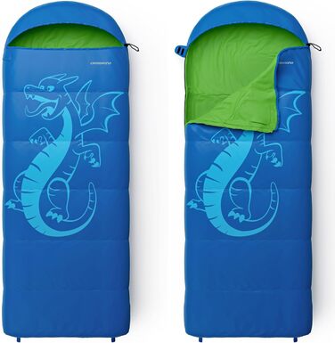 Дитячий спальний мішок Crossroad Akutan Drache 170см - водонепроникний, для кемпінгу, блакитний