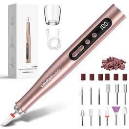 TOUCHBeauty Електрична пилка для нігтів: набір бездротовий, фрезер для манікюру та педикюру з LCD-дисплеєм, 5 швидкостей, тихий, пилозахисний, USB-зарядка (гель, акрил)