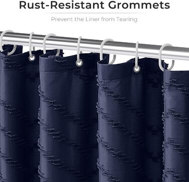 Двері для душу, довгі, сучасний сільський стиль, Богемний шик, туфтована, Chevron, текстурована, смугаста, мінімалістична, тканинна, мила, (Темно-синій, H198.1 x B182.9 см (1 шт))