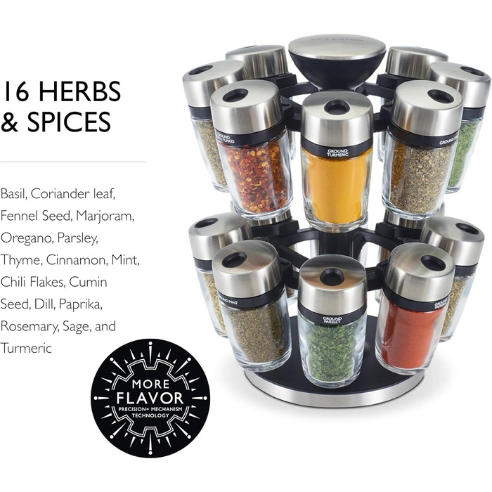 Карусель для спецій та трав Cole & Mason H121808U, 16 відділень, чорний пластик/нержавіюча сталь
