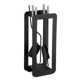 Relaxdays 5-Piece Fireplace Set black modern