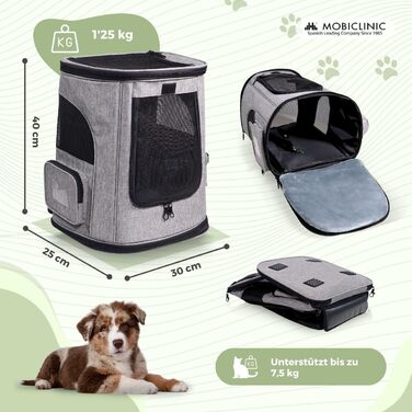 Рюкзак для котів та собак Mobiclinic® Pets Thor, сучасний, складний, з сітчастими вікнами, аксесуарами, подвійними ручками, регульований, 30x25x40 см