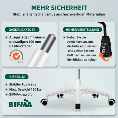 Ергономічне крісло для офісу, офісне крісло з підйомними підлокітниками, регульована поперекова підтримка, регульоване крісло для начальника, поворотне крісло, сітчасте крісло з функцією гойдання до 125° (Зелений, без підголівника)
