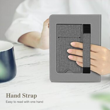 Чохол Fintie для Kindle Paperwhite 12-го покоління (2024/2025), Kindle Colorsoft/Signature Edition, з підставкою, петлею та авто-вимиканням, чорний (сірий/чорний)