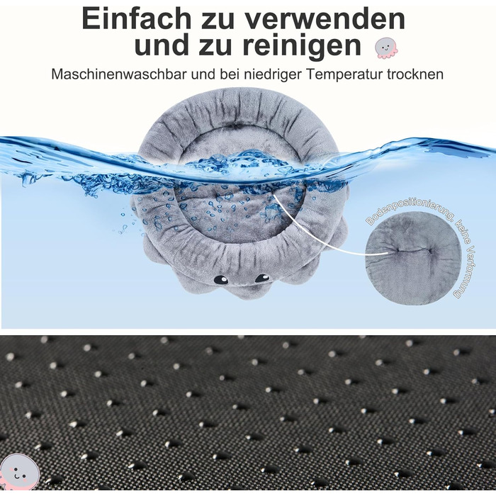 Кругле ліжко для собак та котів Jiupety Boho, рожеве/сіре, XL/M, знімний коврик, ліжко-антистрес для великих собак