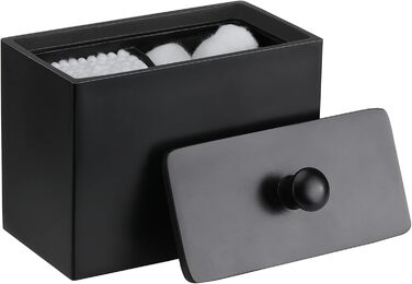 Організатор для ватних паличок та дисків Luxspire з 2 відсіками, чорний матовий, білий