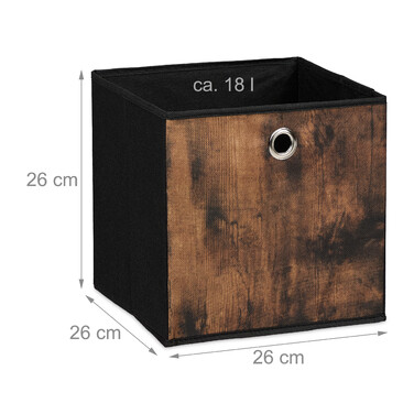 Relaxdays Fabric Storage Boxes with Wood-Look Design, 6-Piece Set