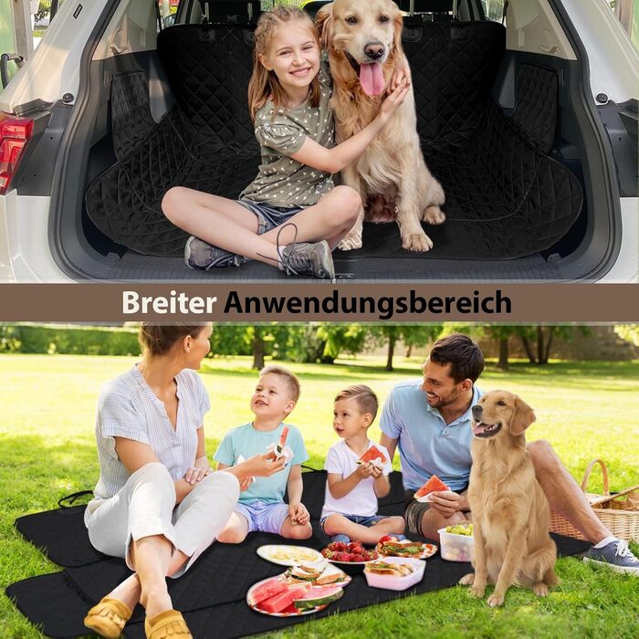 Захист для заднього сидіння автомобіля Angooni для собак - водовідштовхувальний, антиковзний, стійкий до подряпин (135x120 см), сумісний з автокріслом Isofix