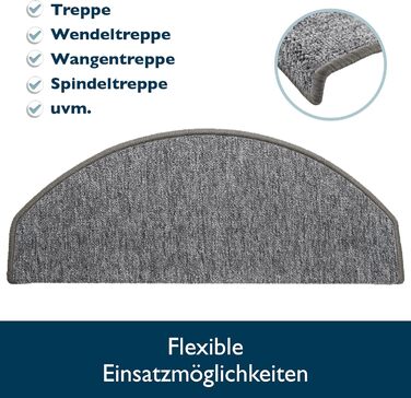 Beautissu Stair Treads - 55x15 cm - 15 Pack - Non-Slip Indoor Stair Mats - Carpet Stair Treads for Narrow Stairs - ProStair - Grey