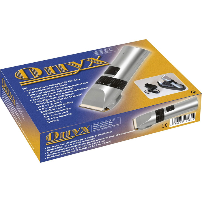 Акумуляторна машинка для стрижки Kerbl Onyx з аксесуарами та запасними лезами для Onyx Art.18180. Комплект з запасними лезами