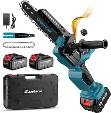 Акумуляторна міні-пила Supstable 8/6 дюймів, 8000mAh, 900W, з автоматичним змащенням, сумісна з Makita 18V, для різання гілок