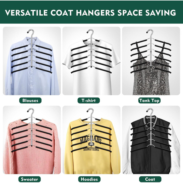 2 шт. Плечики для одягу, економія місця, антиковзаючі, для шафи, органайзер, чорні