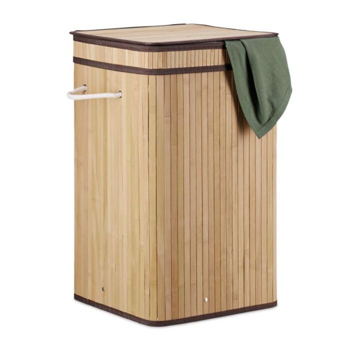 Relaxdays Foldable Bamboo Laundry Basket